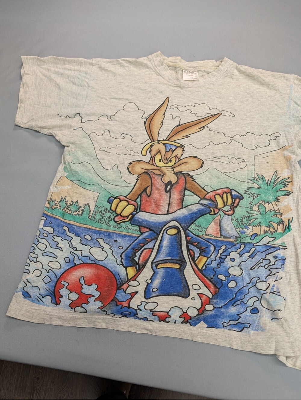 Wile E Coyote Vintage 1997 Warner Bros Shirt Large Grey